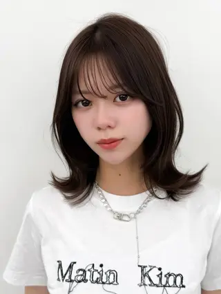 ミディアム カラー ヘアアレンジ 最小顔周り レイヤー特化/こうきのヘアスタイル