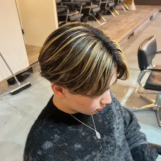 ミディアム カラー メンズ センターパート職人 店長/TSUBASAのヘアスタイル