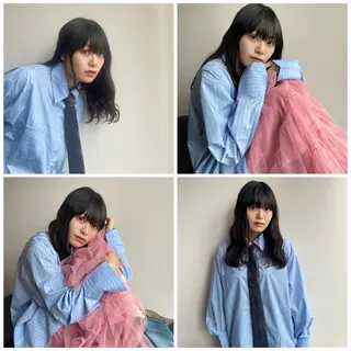 ロング 鈴木瑛里／ブロンド ベージュ／男女のヘアスタイル