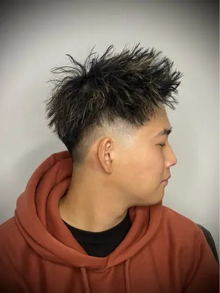 ショート カラー パーマ メンズ 柄﨑 比呂/ancielのヘアスタイル