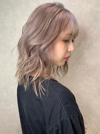セミロング カラー 酸性ストレート・ メンズ 三原 楊子のヘアスタイル