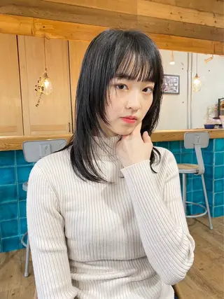 セミロング レイヤーパーマ 外山貴章のヘアスタイル