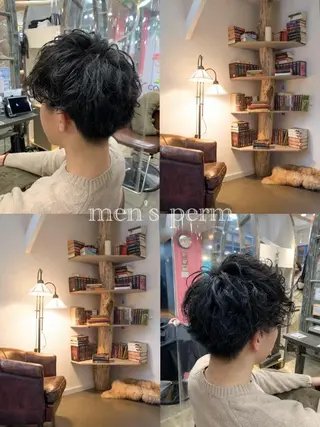 パーマ メンズ ヲタク美容師 店長　上原のヘアスタイル