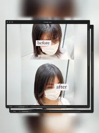 ミディアム パーマ 小顔似合わせカット/ レイヤー/maiのヘアスタイル