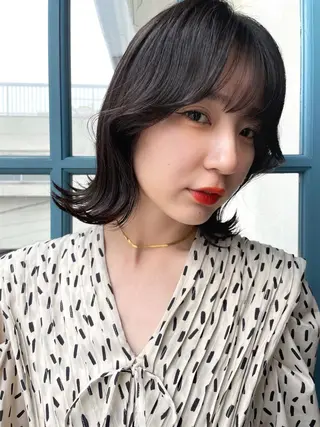 ミディアム カラー 顔周りカット× 髪質改善【リョウ】のヘアスタイル