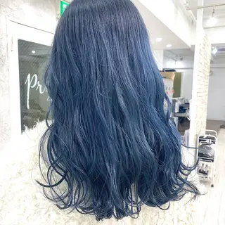 セミロング カラー ヘアアレンジ ブルーカラー 🌈　SOUTOMEのヘアスタイル