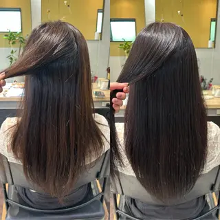 ロング カラー パーマ hub hair レイヤー/透明感のヘアスタイル