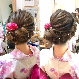 ミディアム ヘアアレンジ マツエク・マツパ ヘアメ/着付け 清水玲歌のヘアスタイル