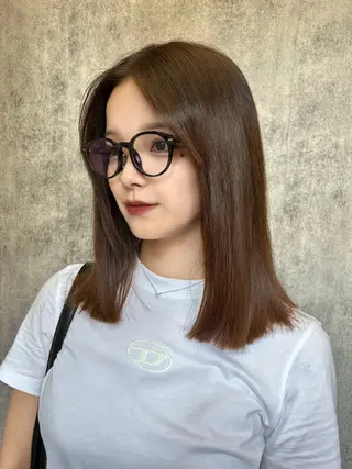 セミロング カラー 地毛風艶カラー🌿 喜多夏海のヘアスタイル