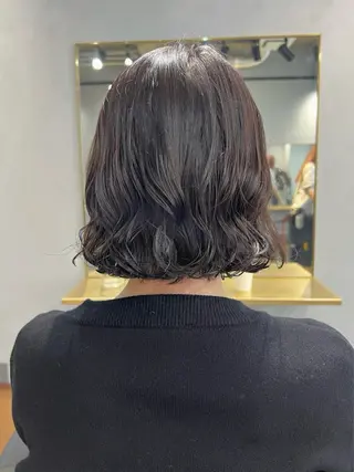 ミディアム カラー パーマ akane/ボブ /オリーブ/ブラウンのヘアスタイル