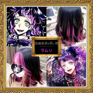 セミロング カラー 推しカラー💫 ブリーチ💫若菜覚のヘアスタイル