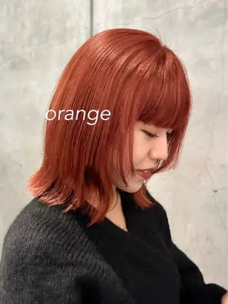 セミロング カラー ヘアアレンジ 暖色ダブルカラーボブ レイヤー🌈AINAのヘアスタイル