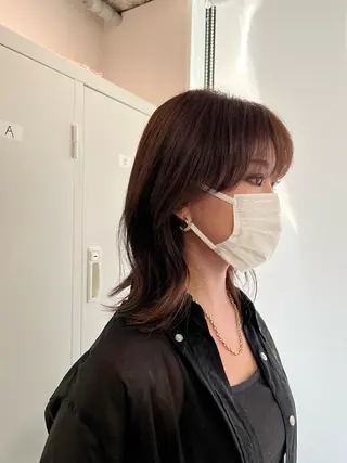 ミディアム カラー ハイトーン&髪質改善 &韓国エクステ🤎のヘアスタイル