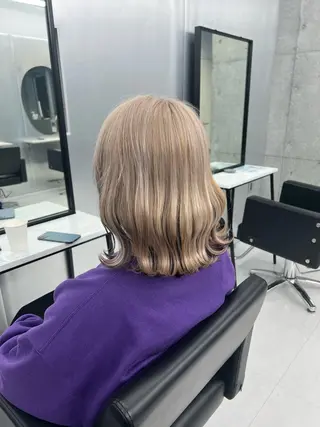 セミロング カラー ヘアアレンジ 👑垢抜け韓国ヘア ハッシュカット唯澄のヘアスタイル