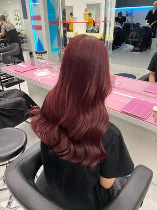 ロング カラー ワインレッド 🍒KAHOのヘアスタイル