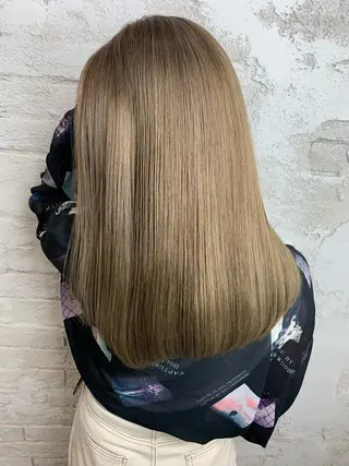 セミロング カラー 🎀モテ髪ミルクティ ー🎀yasunaのヘアスタイル