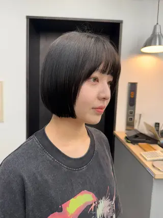 ショート 切りっぱなしボブ/ 小顔ボブNANAのヘアスタイル