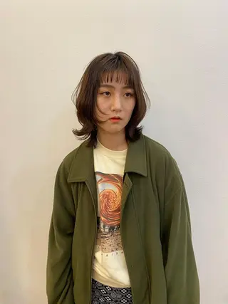 ミディアム カラー ヘアアレンジ 林 瑠夏のヘアスタイル