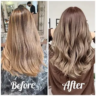 セミロング カラー cherie所属・バレイヤージュ/ ハイライト/大内格のヘアスタイル