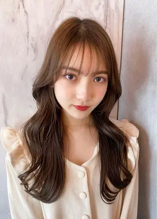 セミロング カラー 新宿/韓国風レイヤー 髪質改善/渋谷直樹のヘアスタイル