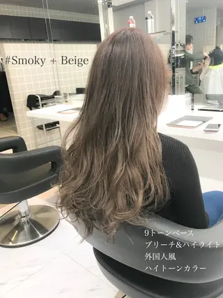 ロング カラー ヘアアレンジ TONE所属・透明感カラー/ 韓国ヘア/縮毛矯正のヘアスタイル