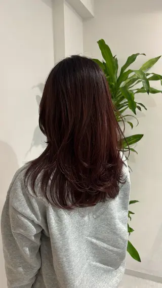 ミディアム カラー 小顔レイヤー×抜け感 hair／正源のヘアスタイル