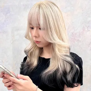 ロング カラー パーマ ヘアアレンジ メンズ キッズ ハイトーン/ピンク 💗モモ໒꒱のヘアスタイル