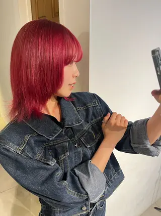 ミディアム カラー レイヤーカット/ハイ トーンカラー/きらのヘアスタイル