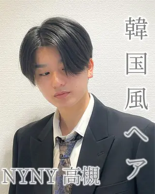 メンズ 顔周りレイヤーカット 透明感カラー達冨のヘアスタイル