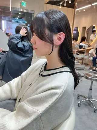 セミロング カラー 大人韓国ヘア🇰🇷 蒲生優のヘアスタイル