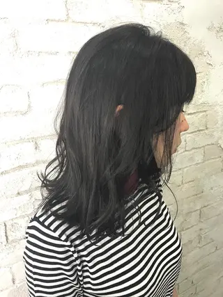 セミロング カラー パーマ ヘアアレンジ 韓国ヘア✨グレージュ カラーasamiのヘアスタイル