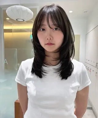ミディアム カラー 🎀優姫 🎀  韓国レイヤーのヘアスタイル