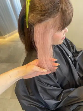 ミディアム カラー まつ毛パーマ🤎 透明感カラー🌿のヘアスタイル