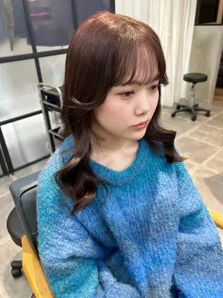 セミロング カラー newi梅田🫧韓国 ヘア🫧sakiのヘアスタイル