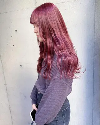 ロング カラー パーマ、髪質改善 菊地美月のヘアスタイル