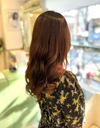 ロング カラー パーマ コテ巻き風パーマ/ キミシマカイトのヘアスタイル