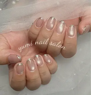 ネイル Shineジェル& チップ長さだしのネイルデザイン