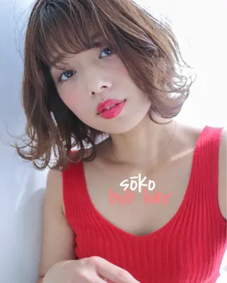 ミディアム カラー パーマ ヘアアレンジ マツエク・マツパ sōko   Hair&Nail Salon所属・🫧一気にあか抜け 🫧mayuのヘアスタイル