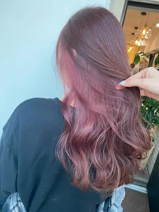 ロング カラー パーマ ヘアアレンジ メンズ 艶ピンク*ヘアセット 🌙shioriのヘアスタイル