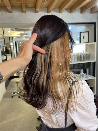 ロング カラー ヘアアレンジ 切りっぱなしボブ/ デザインカラー店長のヘアスタイル