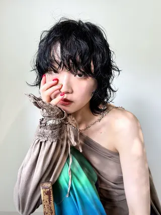 ミディアム パーマ 榛地 渉馬のヘアスタイル