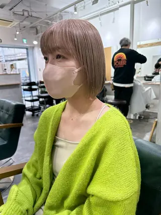 ショート カラー パーマ/透明感カラー /ボブ/吉田一生のヘアスタイル