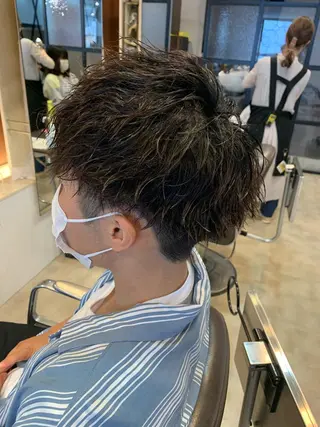 ミディアム メンズパーマ/難波/ 心斎橋　室園亮佑のヘアスタイル