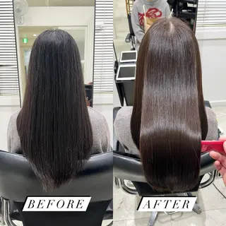 ロング 縮毛矯正/髪質改善 /レイヤー/韓国のヘアスタイル