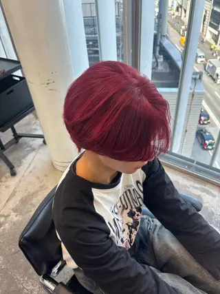 ショート カラー メンズ 透明感 ハイトーン デザイン🎀💭のヘアスタイル