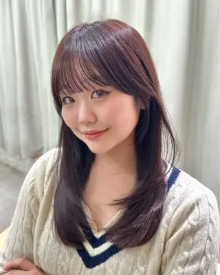 セミロング 顔周りcut/ 艶ワンカラー♥ちさきのヘアスタイル