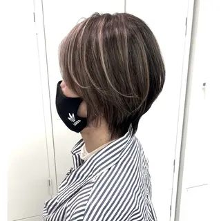 ショート カラー 奥山義進/ハイトーン /バレイヤージュのヘアスタイル