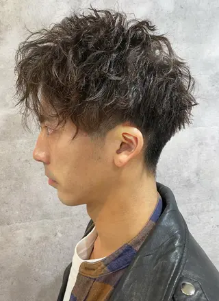 ミディアム パーマ メンズ 骨格整形カット/ ショート✂️堀夢哉のヘアスタイル