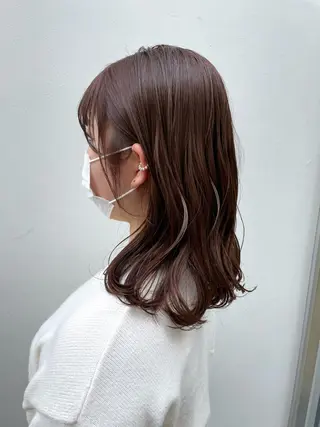セミロング カラー ヘアアレンジ hazuki🐈‍⬛ 透明感カラーのヘアスタイル
