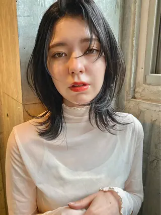 ミディアム カラー 似合わせカラーパーマ 🌿kitin米川のヘアスタイル